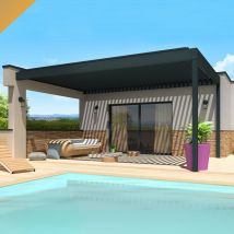 Intersun - Pérgola bioclimática tramontana 4,50x6,037 m Doble cilindro con mando a distancia