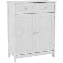 Home Discount - Priano 2 Drawer 2 Door Freestanding Cabinet Bathroom Storage Cupboard, White