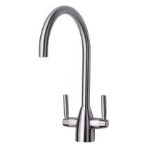 Chelsea Dual Lever Kitchen Sink Mixer Tap - Brushed Steel - Prima