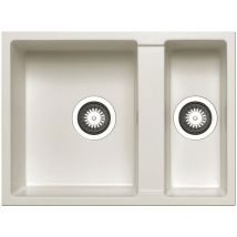 Prima - Granite 1.5 Bowl Undermount Kitchen Sink 590mm l x 440mm w - White