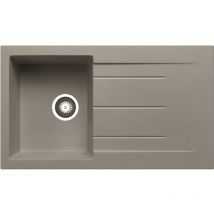 Prima - Granite Compact 1 Bowl Inset Kitchen Sink 860mm l x 500mm w - Light Grey