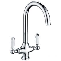 Prima Traditional Belfast Dual Lever Kitchen Sink Mixer Tap - Chrome