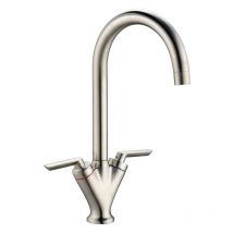 Prima - v Shape Dual Lever Kitchen Sink Mixer Tap - Brushed Steel