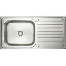 Prima - Deep 1.0 Bowl Kitchen Sink with Waste Kit 1000mm l x 500mm w - Stainless Steel