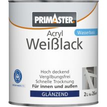 Primaster - Acryl Weißlack 2L Weiß Glänzend Wetterbeständig Holz & Metall