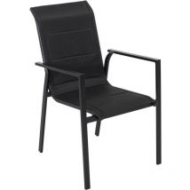 Gartenstuhl Bilbao – Aluminium – Wetterfest – Ergonomisch – Schwarz – 90 x 70 x 56 cm