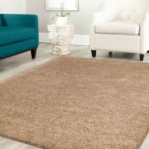 Shaggy Teppich Farbe Hochflor Langflor Teppiche Modern Uni Farben ,Beige, 100x200 cm