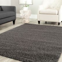 Shaggy Teppich Farbe Hochflor Langflor Teppiche Modern Uni Farben ,40x60 cm, Anthrazit