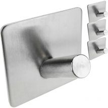 PrimeMatik - Appendiabiti a muro in acciaio inossidabile. Porta asciugamani da parete con 1 gancio inclinato 4-pack