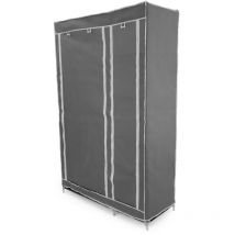Armoire de rangement en tissu 110 x 45 x 175 cm gris double avec porte rouleau - Primematik