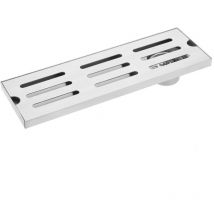 PrimeMatik - Canaleta de desagüe 30x10cm con rejilla en acero inoxidable mate