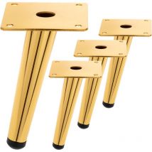 Confezione da 4 gambe per mobili a forma conica con protezione antiscivolo 15cm colore oro - Primematik