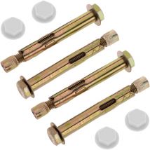 Confezione da 4 tasselli ad espansione in metallo con vite 12x85mm con tappo Bianco - Primematik