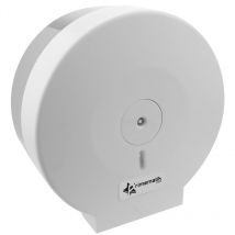 Distributore di carta igienica. Porta rotolo industriale bianco per il bagno 268x123x273mm - Primematik