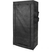Fabric wardrobe for clothes storage and organiser 70 x 45 x 155 cm black with roll-up door - Primematik