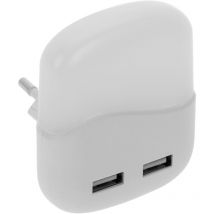 Lampada pilota notturna a led rettangolare a spina con sensore crepuscolare 230VAC e 2 x usb - Primematik