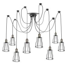 Primematik - Lampe Vintage Avec 8 Cages Longues Pour Ampoule De Fil E27 Avec Câble De 3m