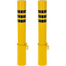 Primematik - Pack de 2 pcs de bornes bornes en acier avec socle enterré amovible 89x750mm