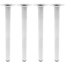 PrimeMatik - Pieds de table rond pour meubles et bureau en acier gris 75cm 4-pack