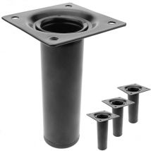 PrimeMatik - Pieds de table rond pour meubles et bureau en acier noir 10cm 4-pack