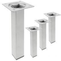 Pies cuadrados para mesa y mueble. Patas en acero gris de 25cm 4-pack - Primematik