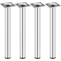 Primematik - Pies redondos para mesa y mueble. Patas en acero cromado de 40cm 4-pack