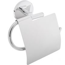 Primematik - Porte-rouleau chromé avec couvercle pour papier toilette modèle Renne