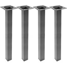 Primematik - Quadrat Tischbeine für Schreibtische Schränke Möbel aus schwarz Stahl 40cm 4-Pack