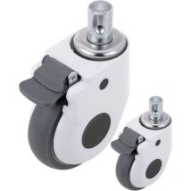 Roulettes pivotantes pour lit médicalisé, frein unidirectionnel et serrage type tige creuse, 125x32x158mm lot de 2 - Primematik