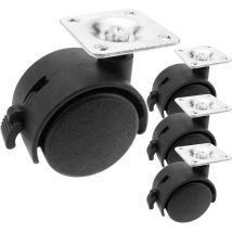 Roulettes pivotantes roue en nylon avec frein 40 mm 38x38 mm 4 pack - Primematik