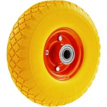 Primematik - Rueda maciza de carretilla anti-pinchazos amarilla 100 Kg 10x3' 254x76 mm para carros y plataformas de transporte