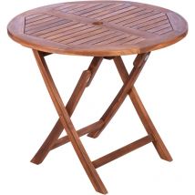 Primematik - Runder Klappgartentisch 90 cm aus zertifiziertem Teakholz
