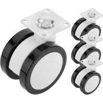 Ruote girevoli pu&abs per lettino medico, bloccaggio a piastra, 65x45x68mm 4-pack - Primematik