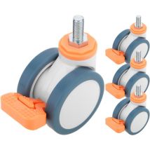Ruote girevoli pu&abs per lettino medico, freno unidirezionale e fissaggio a vite, 75x56x98mm 4-pack - Primematik
