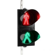 Semaforo per interni ed esterni IP65 nero 2 x 200mm 12-24V con luci led verde e rosso per pedoni - Primematik