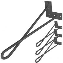 Primematik - Tischbeine für Schreibtische Schränke Möbel aus Stahl 2 Stangen 41 cm schwarz 4-Pack Schleifen Model