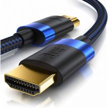 3m High Speed 8K hdmi Kabel 2.1 mit Ethernet arc 3D 4K Ultra hd 7680x4320 @ 120 Hz PS4 360 tv oled pc Laptop Beamer Monitor - Schwarz/Blau - Primewire