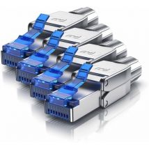 Primewire - 4x Netzwerk-Adapter RJ-45 (Ethernet) zu Netzwerkkabel, Netzwerkstecker RJ45 cat 8 - Gigabit Ethernet lan Kabel - 40 Gbit/s, silber