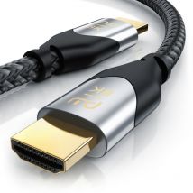 8k hdmi Kabel 2.1, Ultra High Speed ii mit Ethernet, 8K uhd ii, 3D tv, eARC, HDR10+ - 4320p 120 Hz mit dsc, 7680 x 4320, Nylonmantel - 1,5 m
