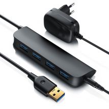 Aktiver 4 Port usb 3.2 Gen1 Hub, Verteiler mit Netzteil, leicht, hohe Transportabilität, USB-Adapter - Primewire