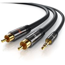 Cinch Zu 3,5-mm-klinke Audio-kabel, Stereo Hifi Audio-adapter Mehrfach Geschirmt, Rca Zu Aux - 1m - Primewire