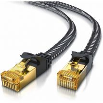 Primewire - Flachbandpatchkabel cat 7 mit Baumwollummantelung - Gigabit Ethernet lan Kabel - 10 Gbit/s - u/ftp pimf Schirmung - Netzwerkkabel - 2m