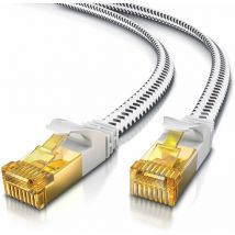 Primewire - Flachbandpatchkabel cat 7 mit Baumwollummantelung - Gigabit Ethernet lan Kabel - 10 Gbit/s - u/ftp pimf Schirmung - Netzwerkkabel - 0,25m