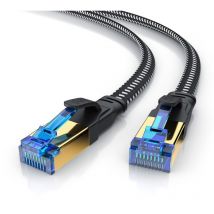 Primewire - Flachbandpatchkabel cat 8 mit Baumwollummantelung - Gigabit Ethernet lan Kabel - 40 Gbit/s - s/ftp pimf Schirmung - Netzwerkkabel - 10m