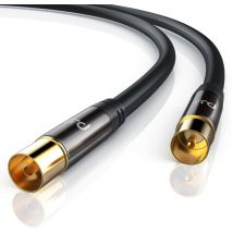 Primewire - hdtv Antennenkabel mit 4-fach Schirmung IEC-Stecker zu RF-Buchse / 75 Ohm / 135dB - 1 m