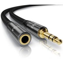 Primewire - Klinkenkabel 3,5 mm aux - Audio Verbindungskabel / Kupplung mit Nylonmantel - 5m