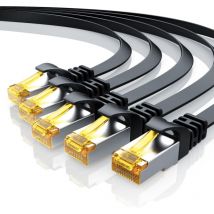 5x Lan-kabel Cat.7, Rj-45 (ethernet), Cat 7 Flachband U/ftp Gigabit Netzwerkkabel 10 Gbit/s Patchkabel - 0,25m - Primewire