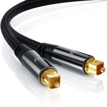 Primewire - Optisches-Kabel, s/pdif, Toslink, Lichtwellenleiter mit Metallstecker & Nylonmantel, Audiokabel - 10m