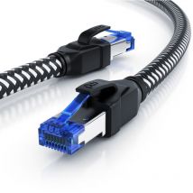 Primewire - Patchkabel cat 8 mit Baumwollummantelung - Gigabit Ethernet lan Kabel - 40 Gbit/s - s/ftp pimf Schirmung - Netzwerkkabel - 15m
