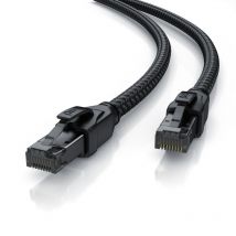 Primewire - Patchkabel cat 8 mit Baumwollummantelung, Gigabit Ethernet lan Kabel - Black Series, 40 Gbit/s - s/ftp pimf Schirmung, Netzwerkkabel - 3m